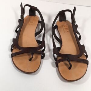 GES Brown Leather Sandals Made in Greece Sz 40